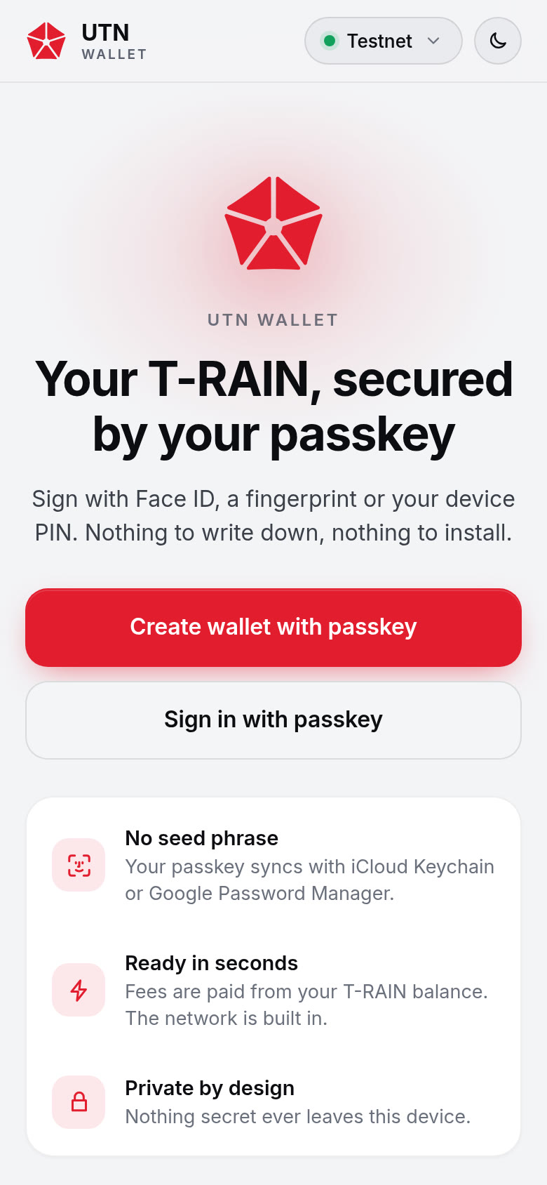 UTN Wallet on a phone